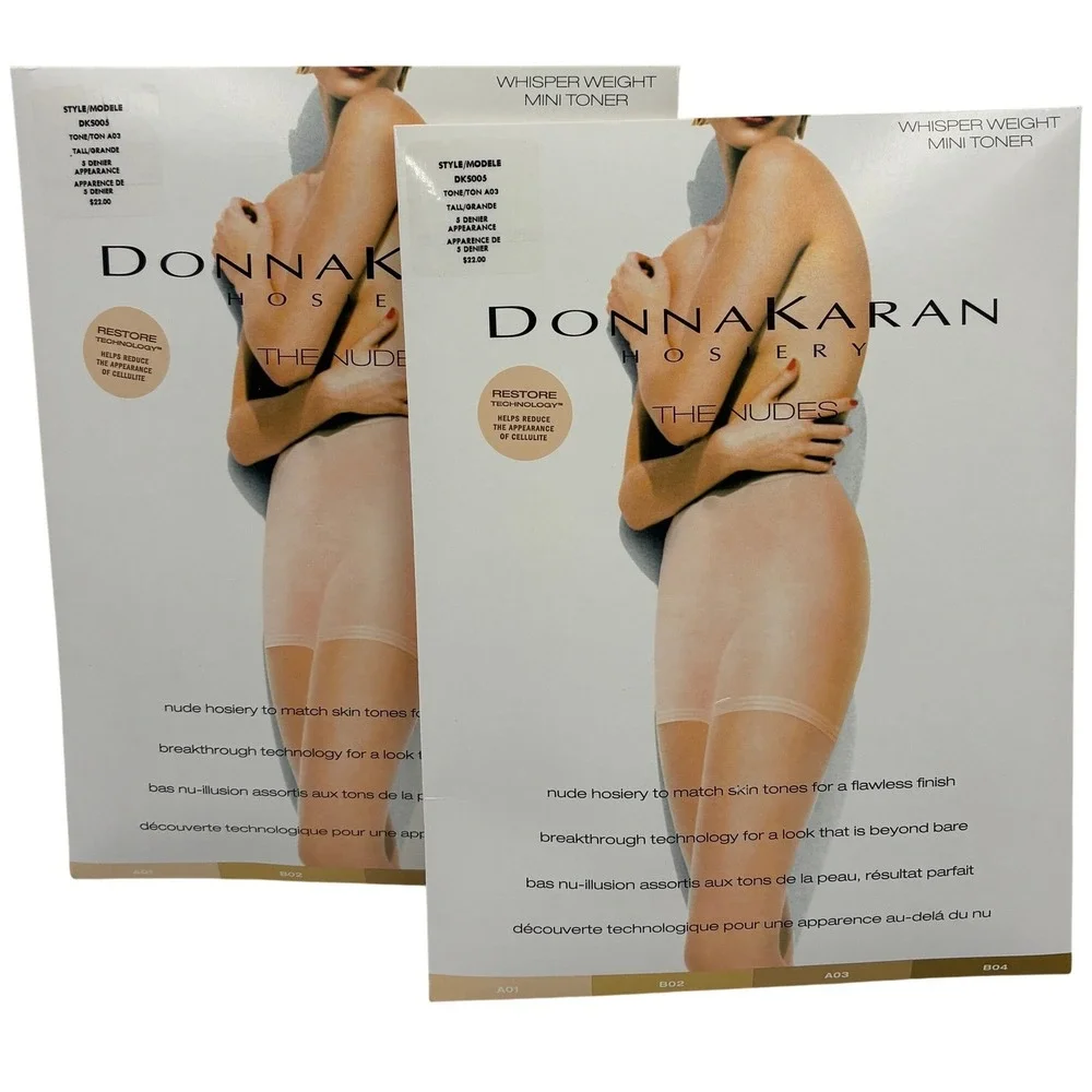 Donna Karan Lot of 2 Hosiery‎ The Nudes Whisper Weight Mini Toner Tall Tone 5